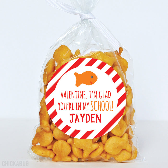Goldfish "Glad You're In My School"  Valentine's Day Stickers