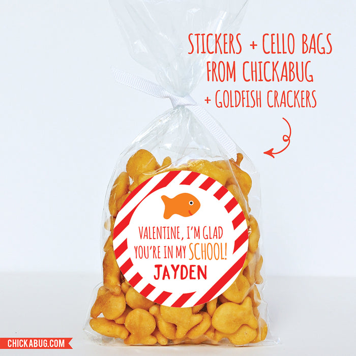 Goldfish "Glad You're In My School"  Valentine's Day Stickers
