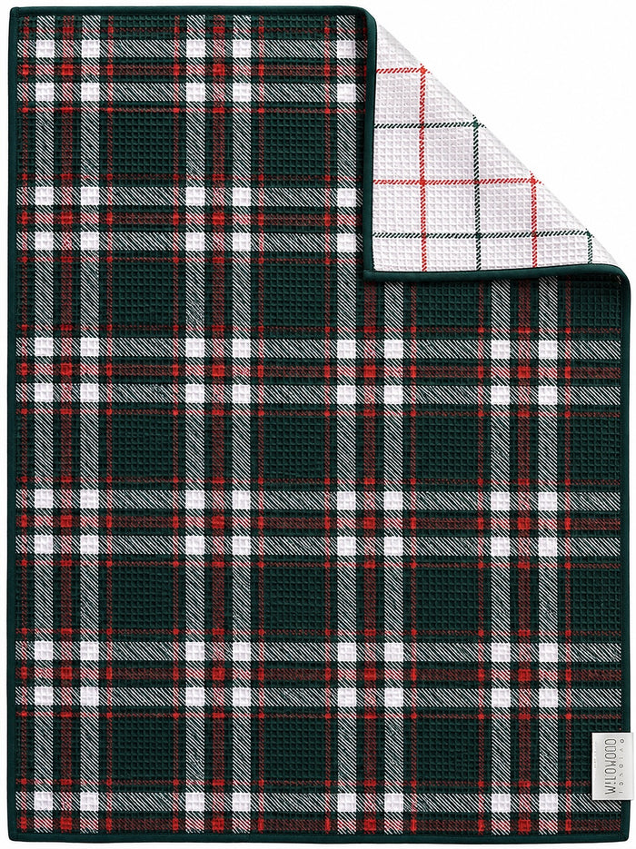 GREEN TARTAN MICROFIBER - HAND TOWEL