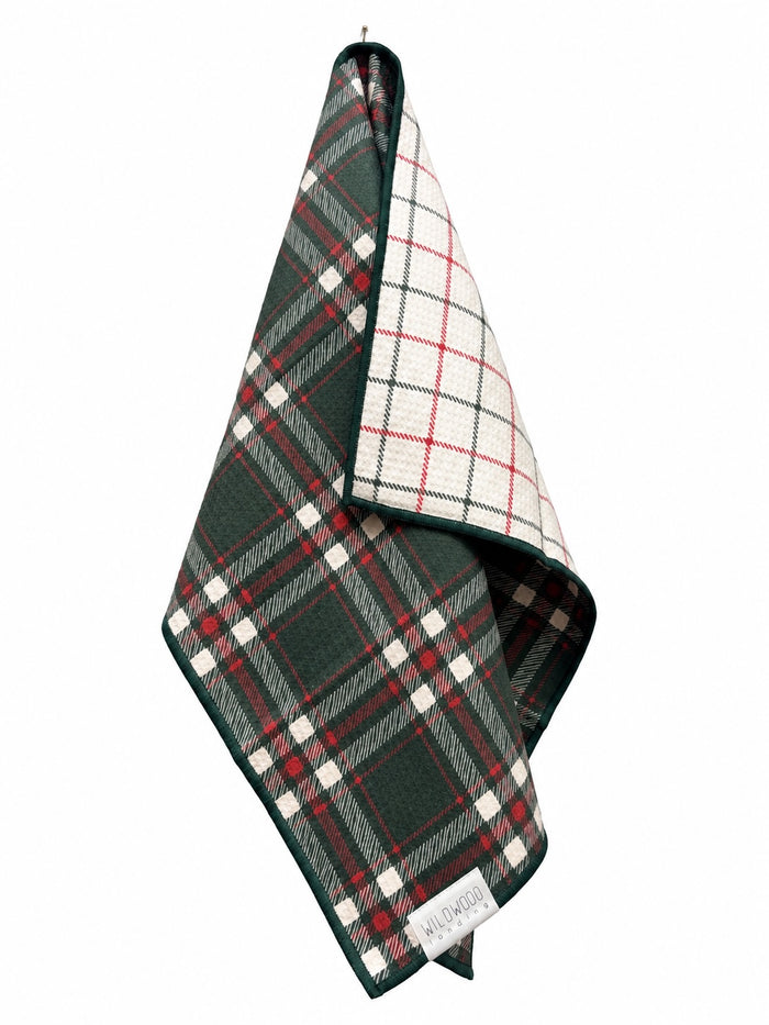 GREEN TARTAN MICROFIBER - HAND TOWEL