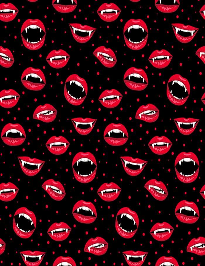 Halloween Pattern With Red Vampire Lips Photography Backdrop J-0226 Shopbackdrop