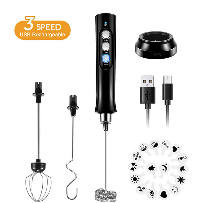 Handheld Milk Frother with Multiple Attachments-TopOnlineBargains.Com