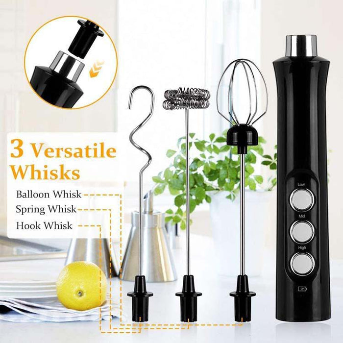 Handheld Milk Frother with Multiple Attachments-TopOnlineBargains.Com