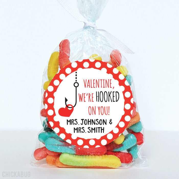 "I'm Hooked on You"  Valentine's Day Stickers