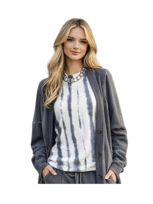 Isolde Mock Neck Sleeveless Top Gray |White tie dye XCLV / Wearables Casual Top