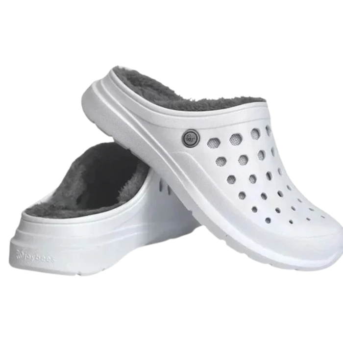 Joybees Women’s Lined Clog Faux Fur Lining White – 1539861