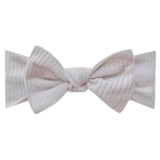 Knit Headband Bow - Ash Rib