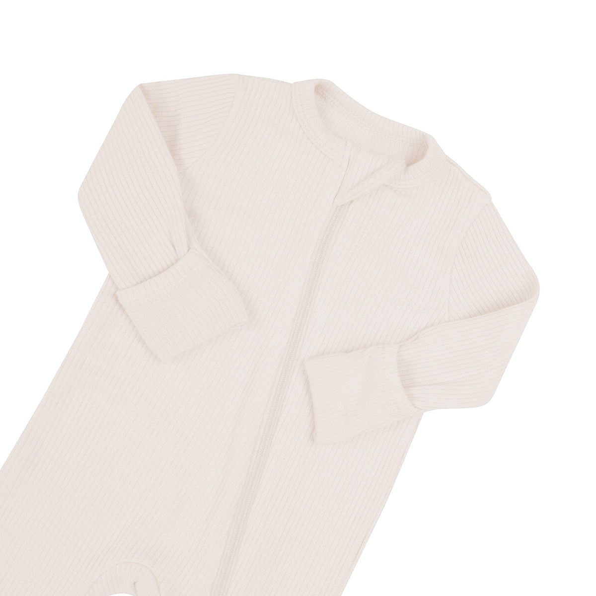 Ribbed Zipper Romper in Oat