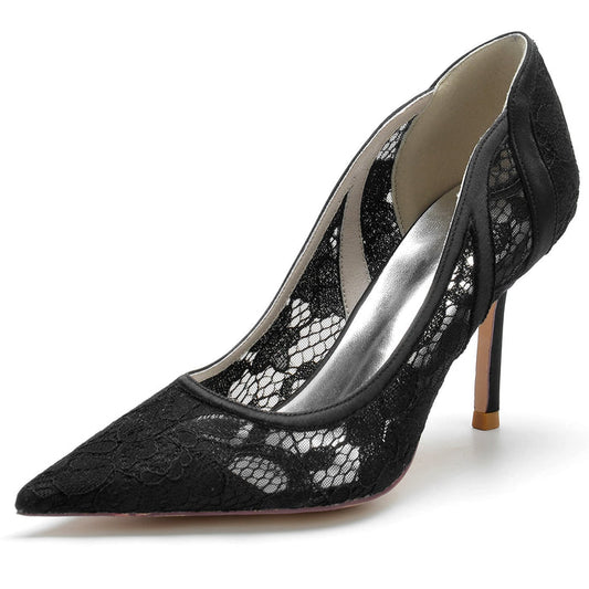 Lace Heels Ladies Bridal Party Pumps Formal Dress Shoes