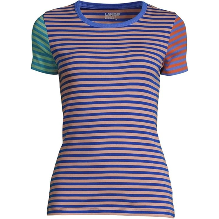 Lands' End Women’s Short Sleeve Shaped 1x1 Rib Crew – 475582