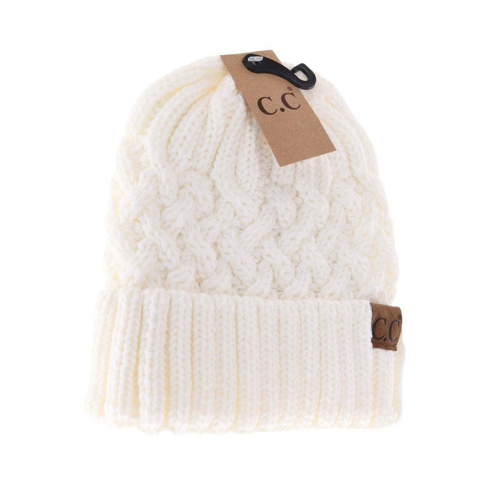 Lattice Knit Cuff C.C Beanie YJ1003: Lt. Grey
