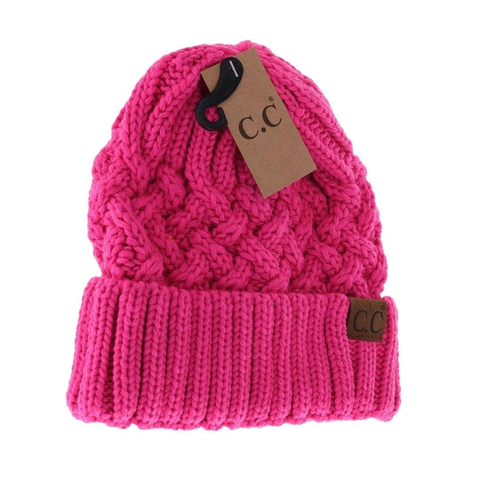 Lattice Knit Cuff C.C Beanie YJ1003: Lt. Grey