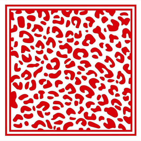 LEOPARD PRINTED PATTERN SQUARE SCARF - RED
