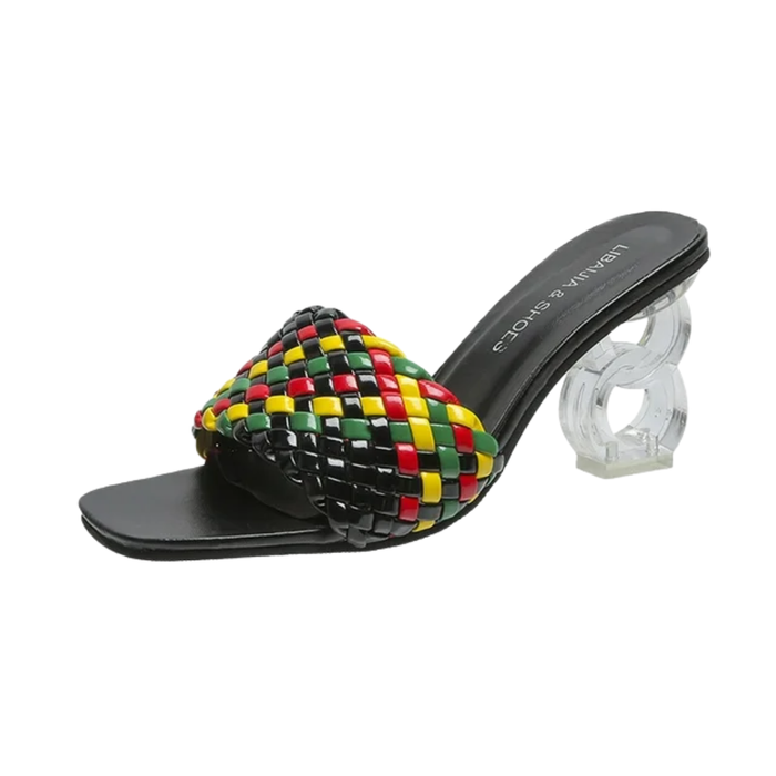 Libaijia Women’s Crystal Strap High-Heel Slides