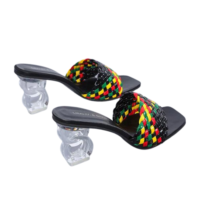 Libaijia Women’s Crystal Strap High-Heel Slides