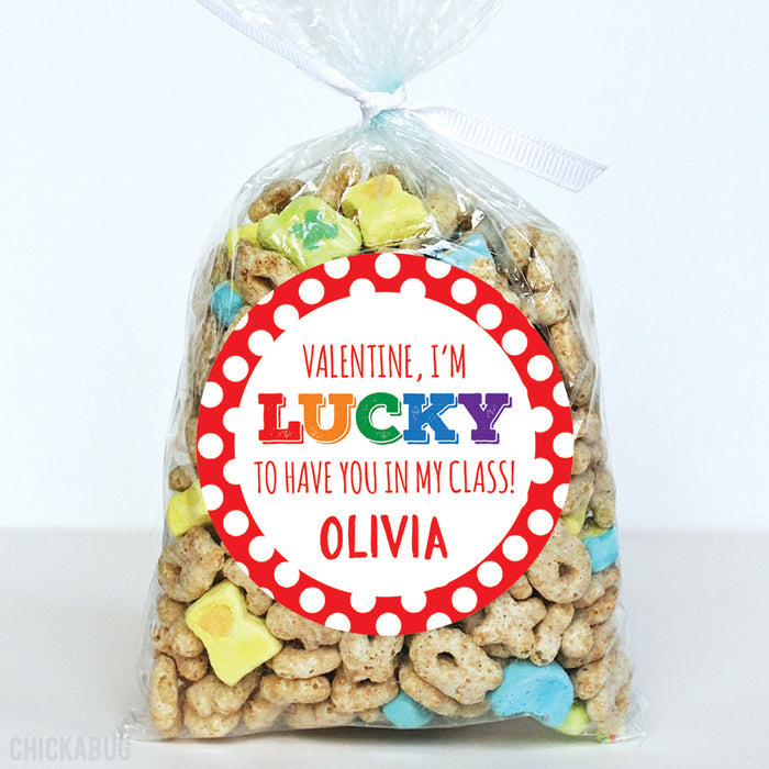 "Lucky To Have You In My Class"  Valentine's Day Stickers