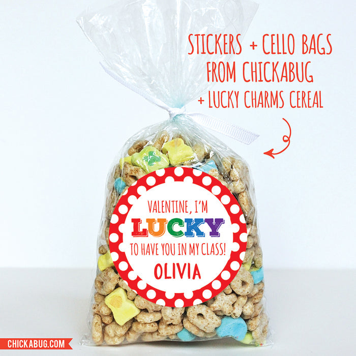 "Lucky To Have You In My Class"  Valentine's Day Stickers