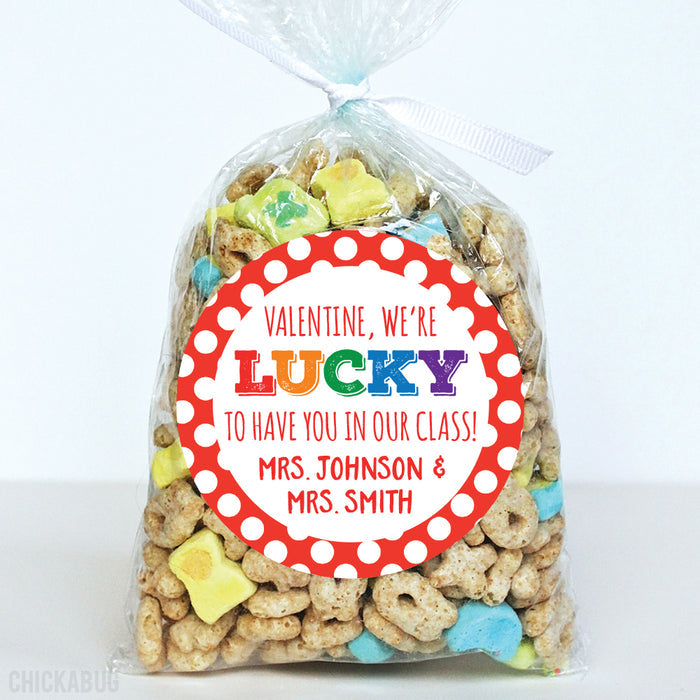 "Lucky To Have You In My Class"  Valentine's Day Stickers