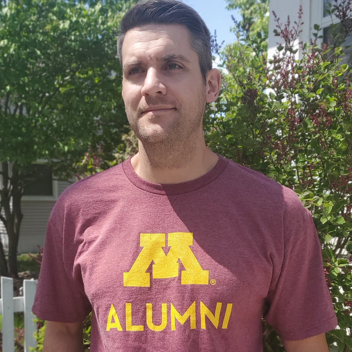 M Alumni T-shirt in Maroon Heather