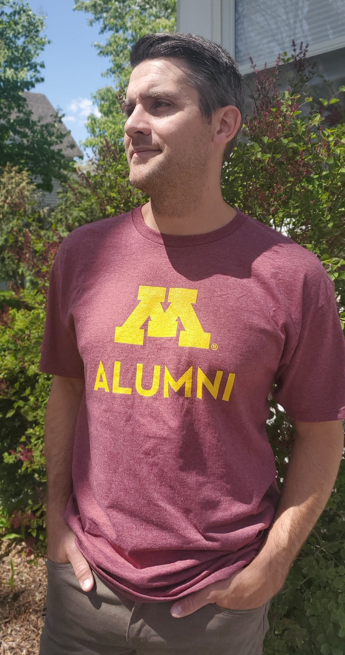 M Alumni T-shirt in Maroon Heather