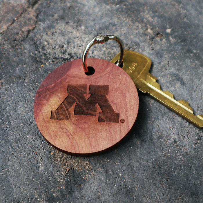 M Round Cedar Wood Keychain