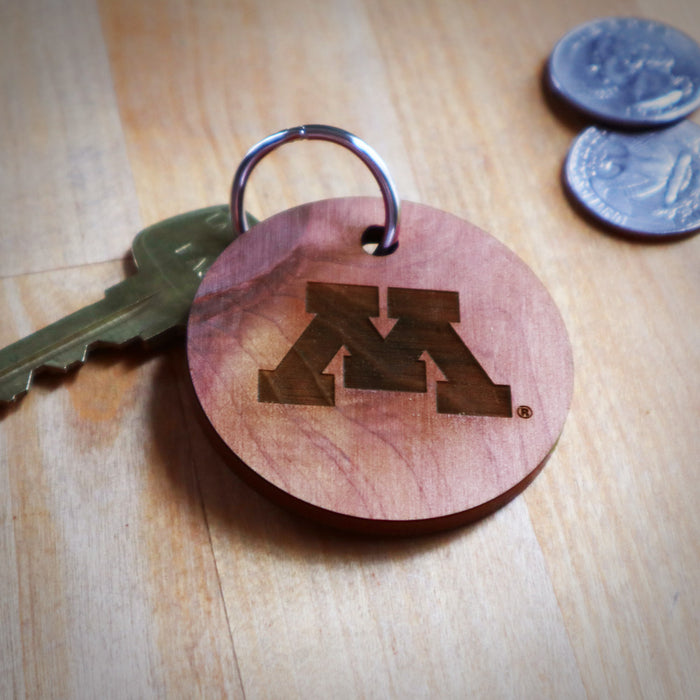 M Round Cedar Wood Keychain