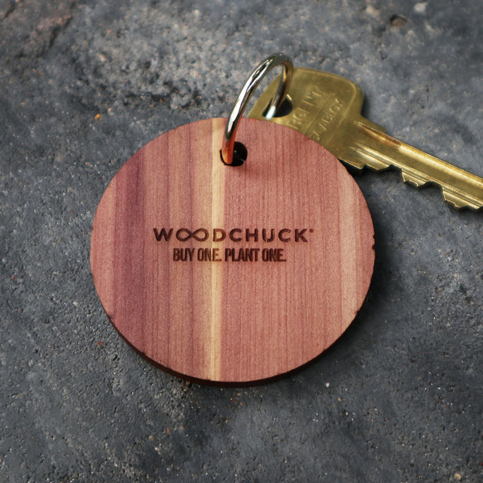 M Round Cedar Wood Keychain