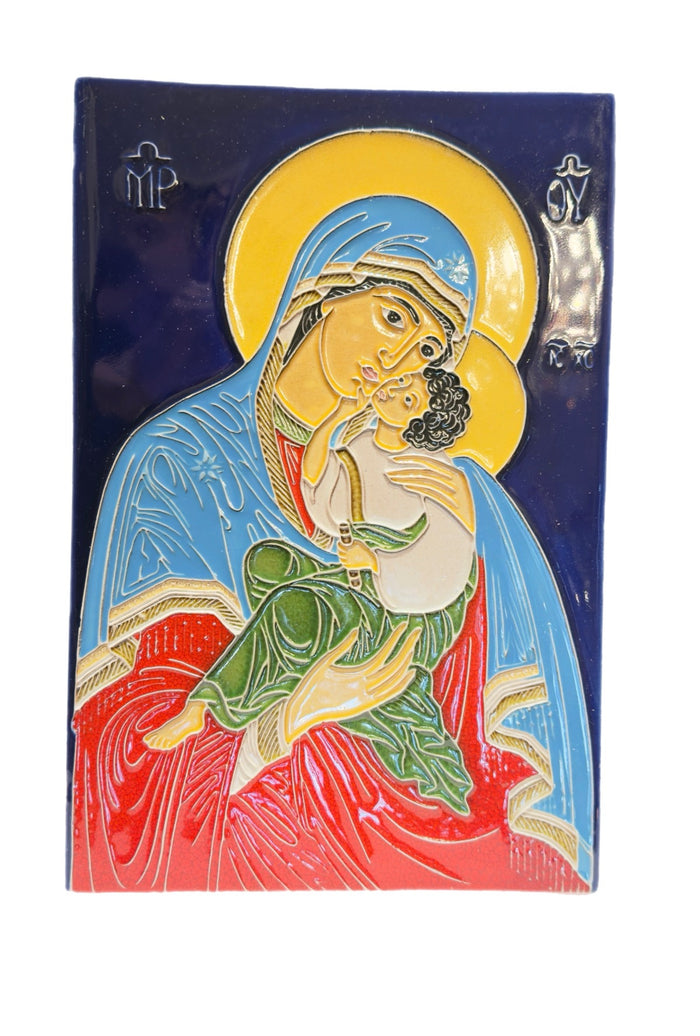 Mary and Baby Jesus Halo Cloisonné Tile