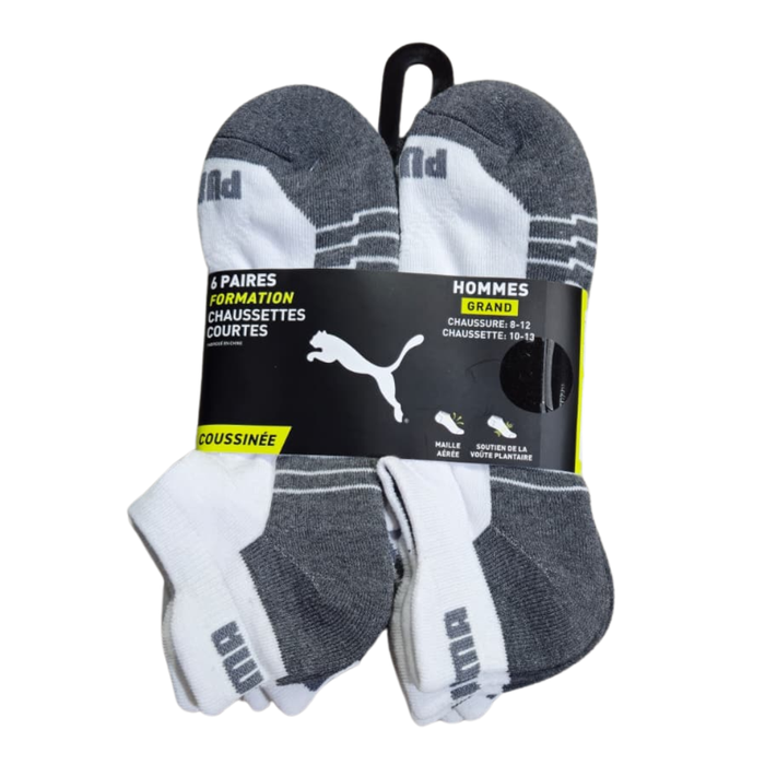 Puma Men’s Low-Cut No-Show Socks – 6-Pair White/Grey