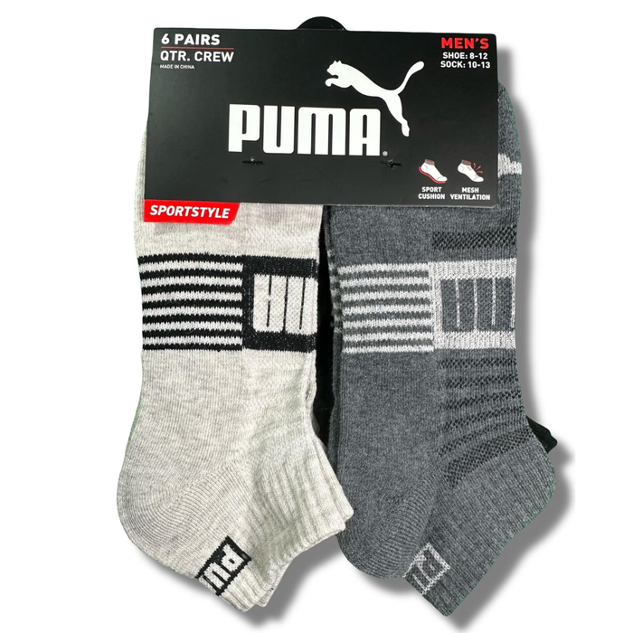 Puma Men’s Quarter Cut Socks Enzo 253 Beige Grey 6-Pack