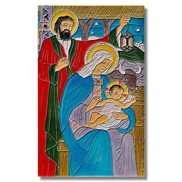 Nativity Holy Family Cloisonné Style Tile - Large