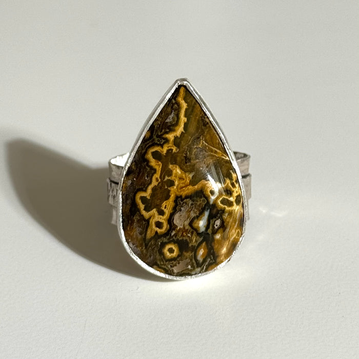 Ocean Jasper Thick Ring Band Size 8