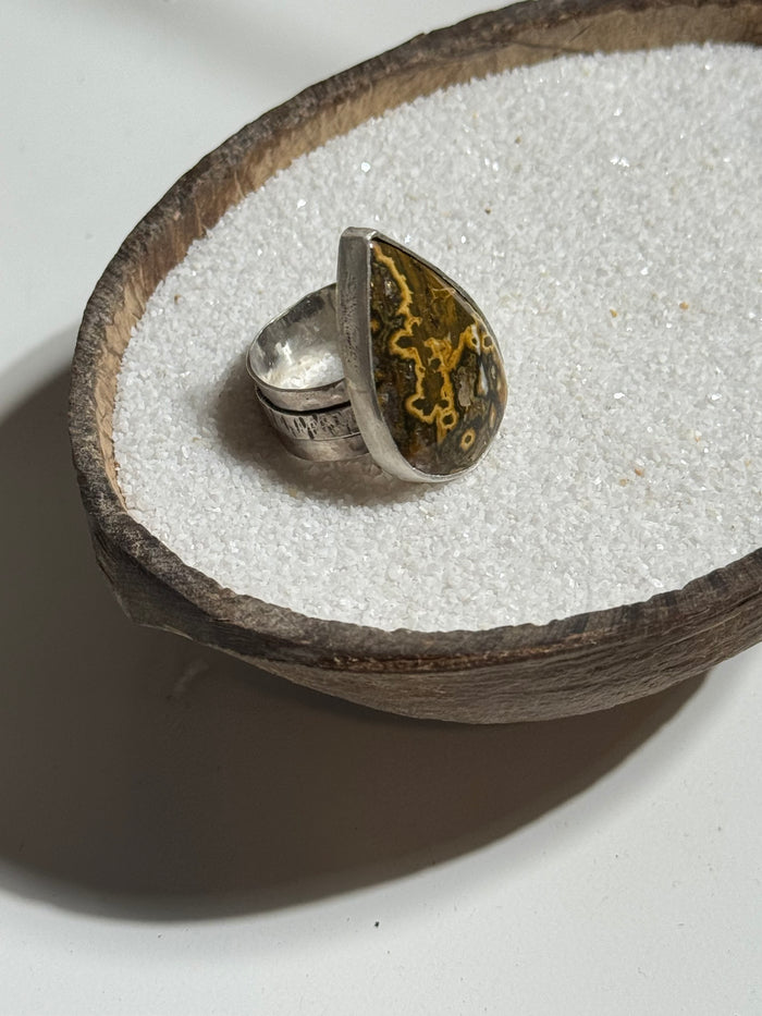 Ocean Jasper Thick Ring Band Size 8