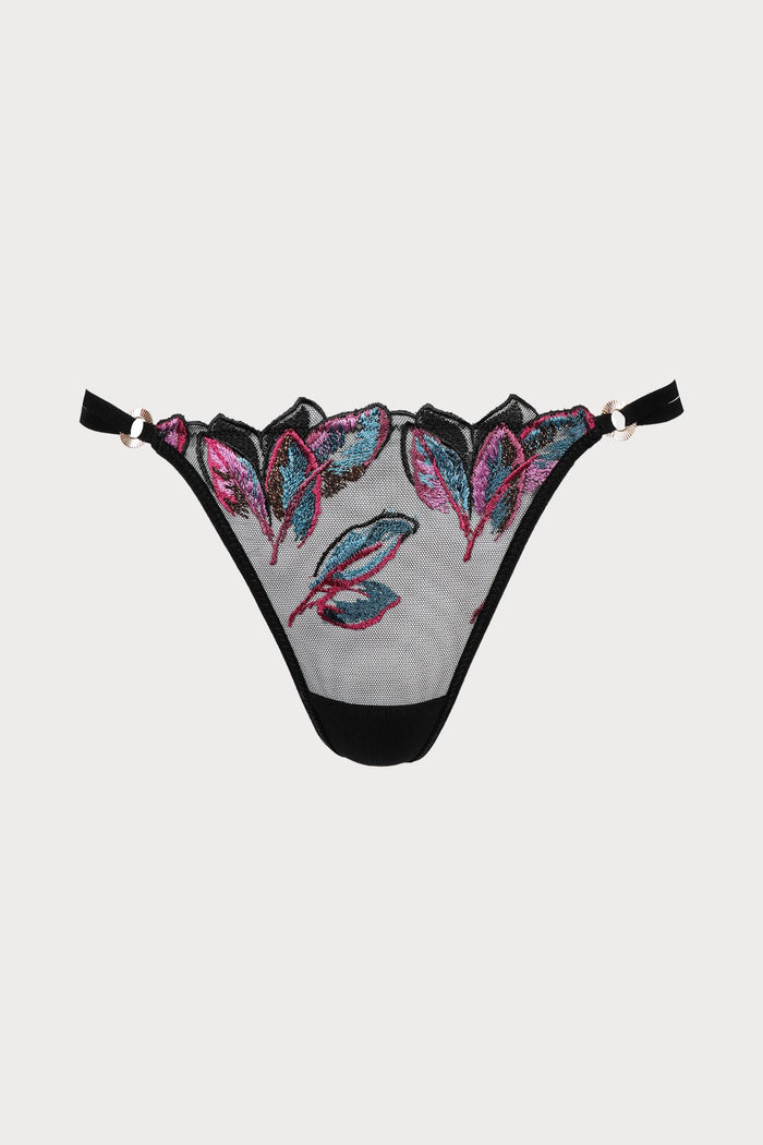 Atelier Amour Oiseau de Paradis Mini Thong in Black - Naughty Knickers