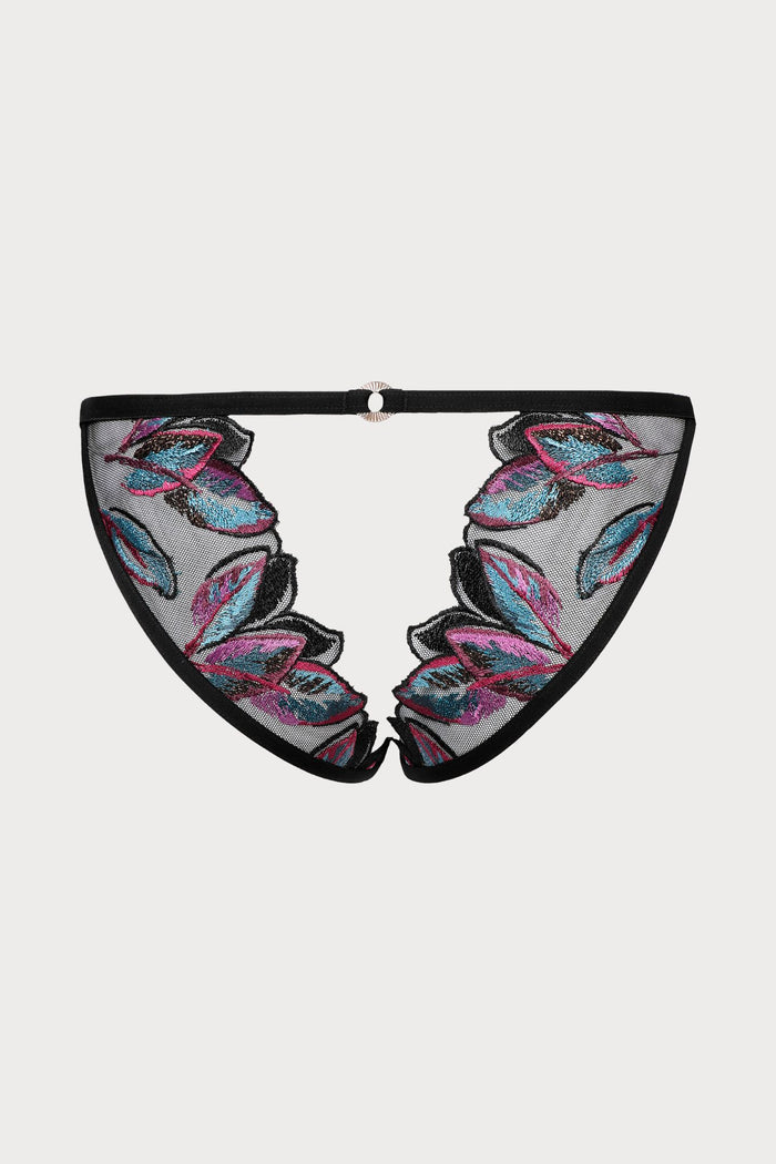 Atelier Amour Oiseau de Paradis Open Back Brief in Black - Naughty Knickers