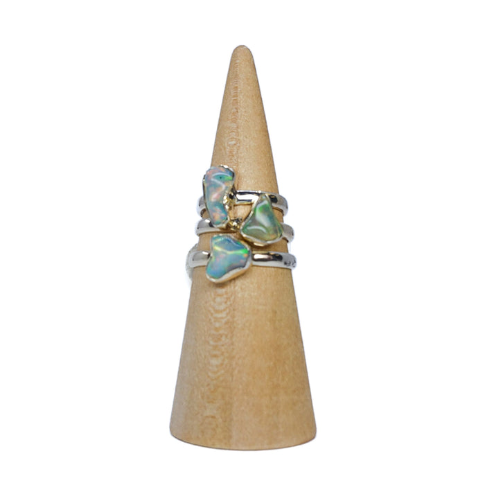 Ethiopian organic opal crystal jewelry rings representing high vibrational energy. Pairs with Black Tourmaline. Shop now!