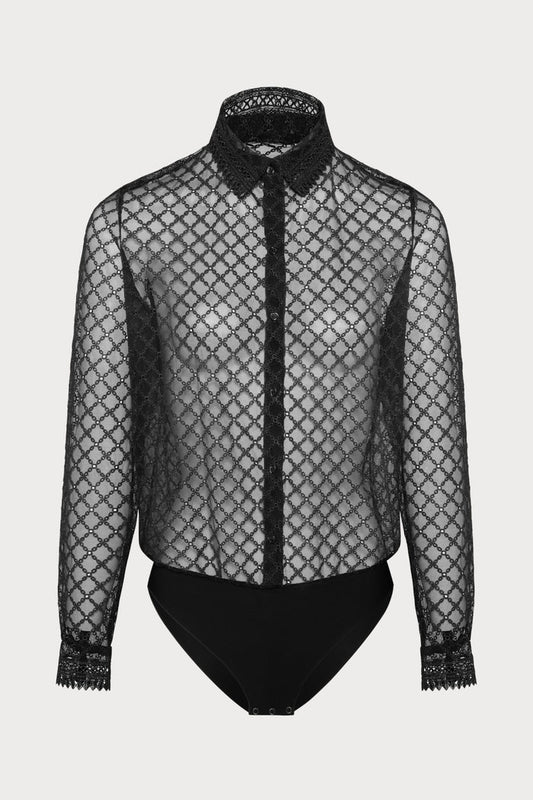 Paco Embroidery Blouse Bodysuit Black, Size XS (UK 10)