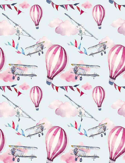 Painted Hot Air Balloon Air Plane For Baby Show Fabric Backdrop Photography Shopbackdrop