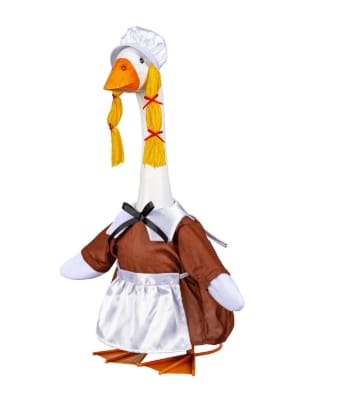 Porch Goose Outfit, Harvest Pilgrim Couple Evergreen Novelty
