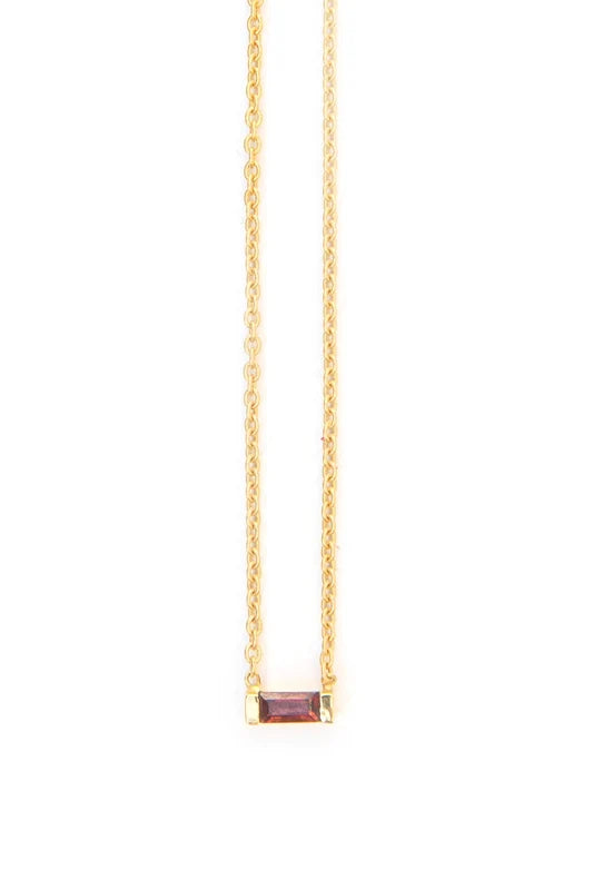 Prism Necklace - Brass with Garnet