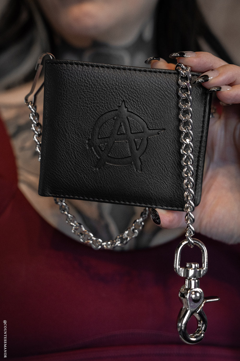 Anarchy Emboss Bifold Wallet w/ Chain