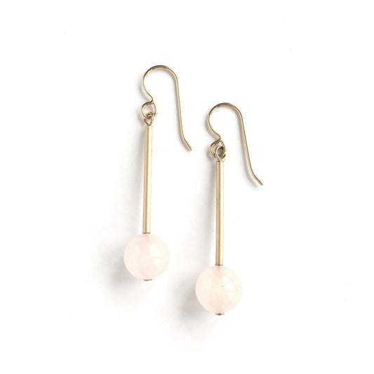 Rose Quartz Medium Ball and Tube Earrings - ships directly from maker