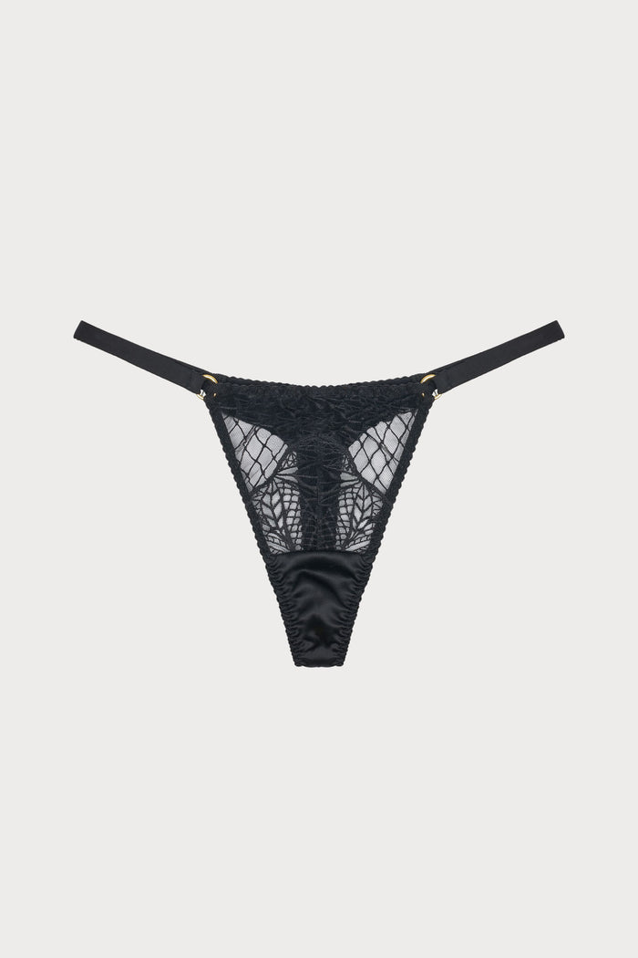 Roxy Black Embroidered Mini Thong