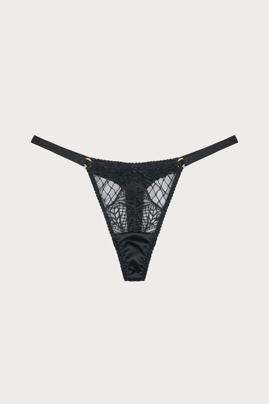 Roxy Black Embroidered Mini Thong