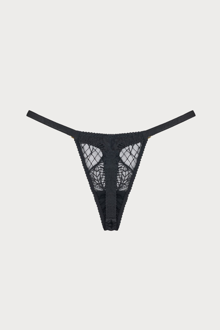 Roxy Black Embroidered Mini Thong