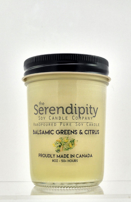 Serendipity Soy Wax Candle - Balsamic Greens & Citrus
