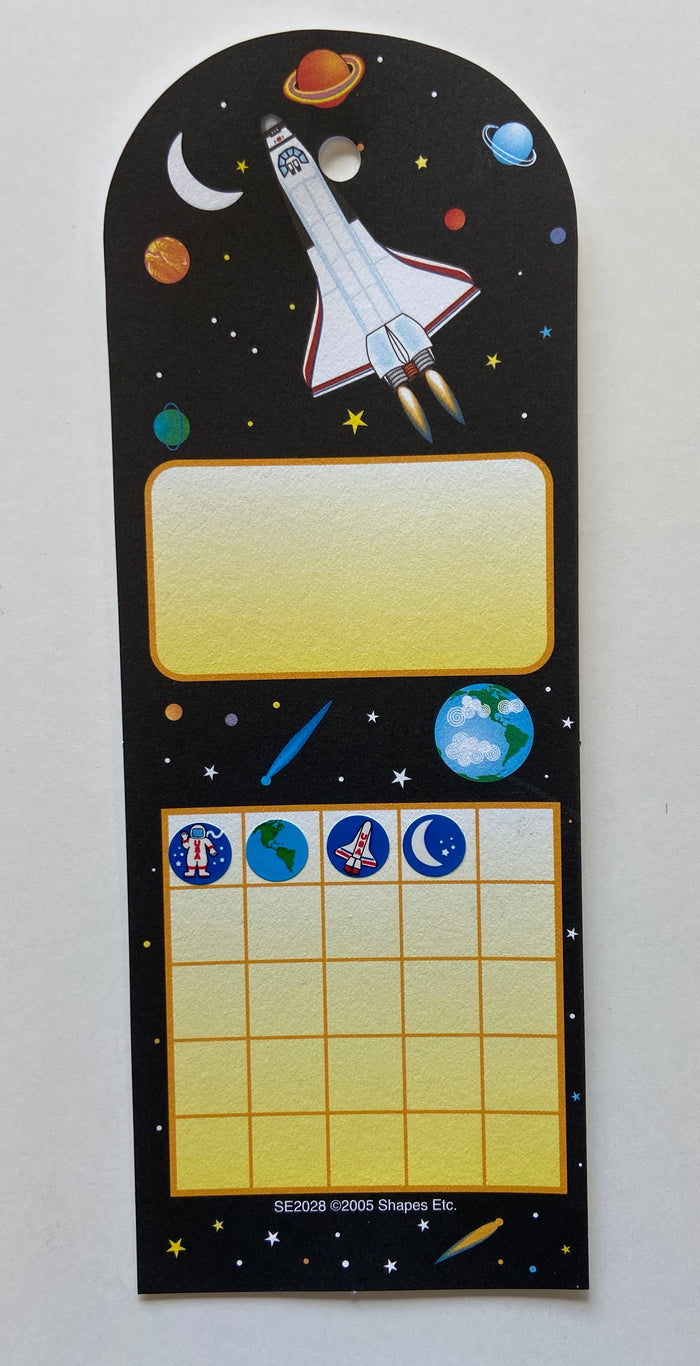 Rocket and space graphics make student reward charts exciting