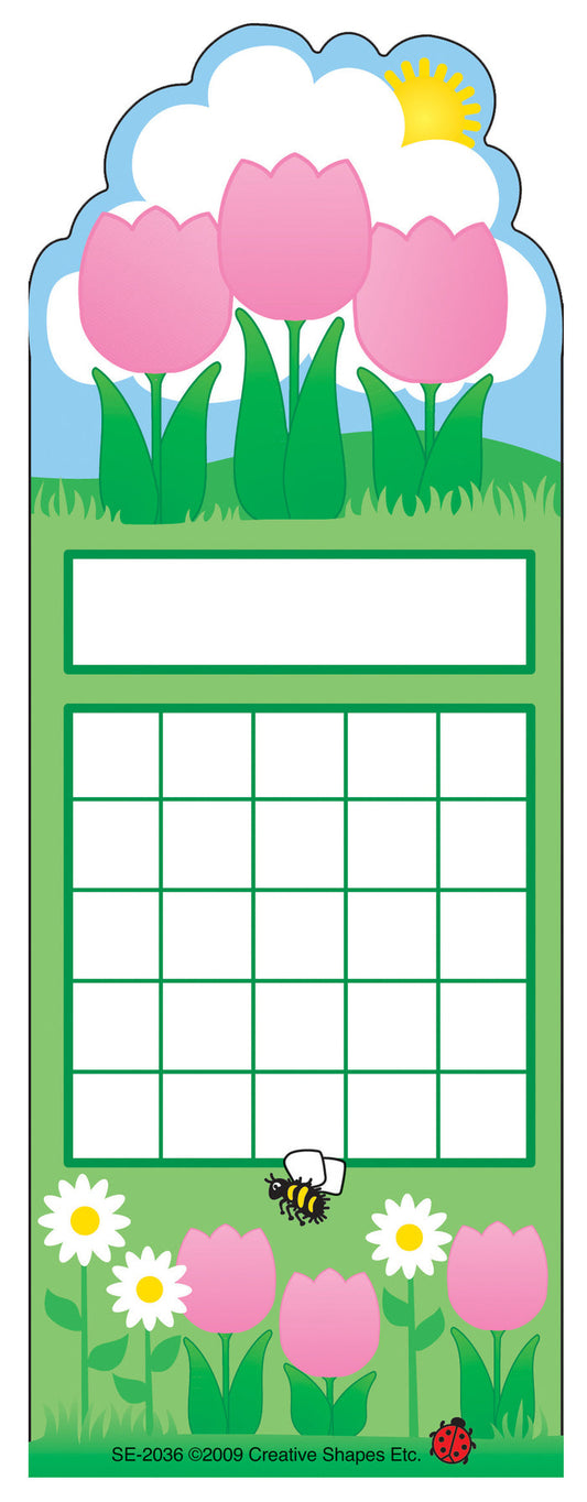 Spring flower bookmark charts with stickers for student motivation