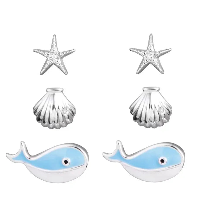 Silver Stud Trio Earring Set Amanda Blu Earring