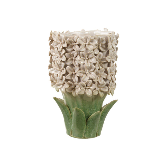 STONEWARE HYACINTH VASE WITH 3D FLOWERS & LEAVES - IN-STORE PICK-UP ONLY